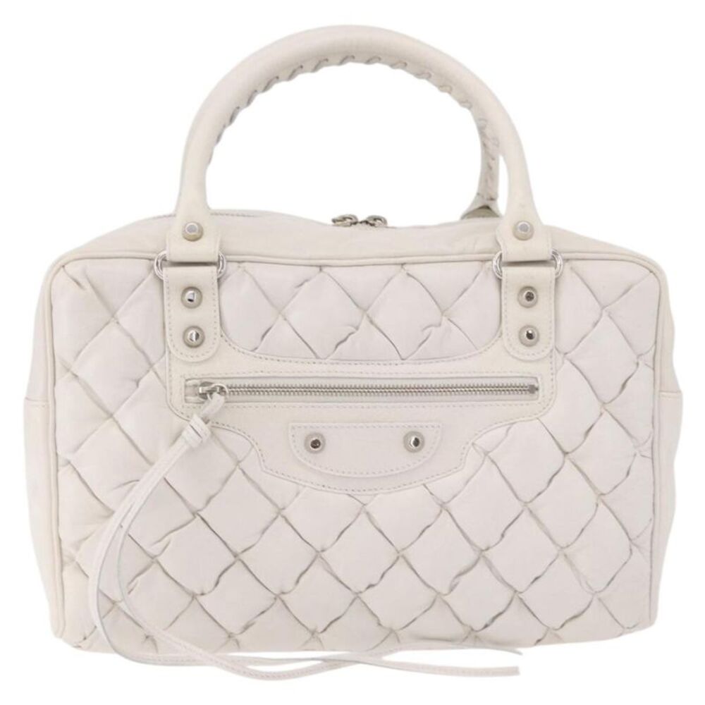 Balenciaga Matelasse Leather White Leather Handbag